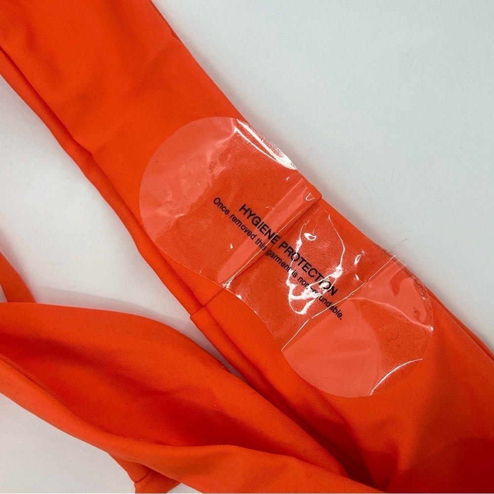 NWT PrettyLittleThing orange o ring halter top bikini set size UK12 US8 - Picture 9 of 10